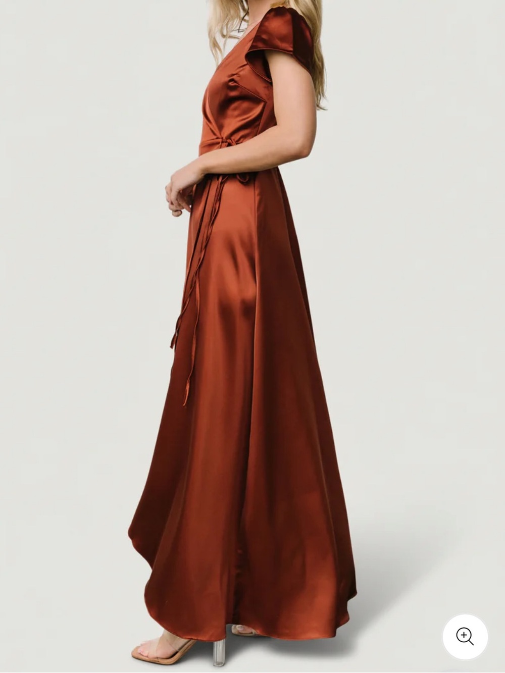 Baltic born Krystal satin wrap gown dress cinnamon color burnt orange size XL - Picture 9 of 9